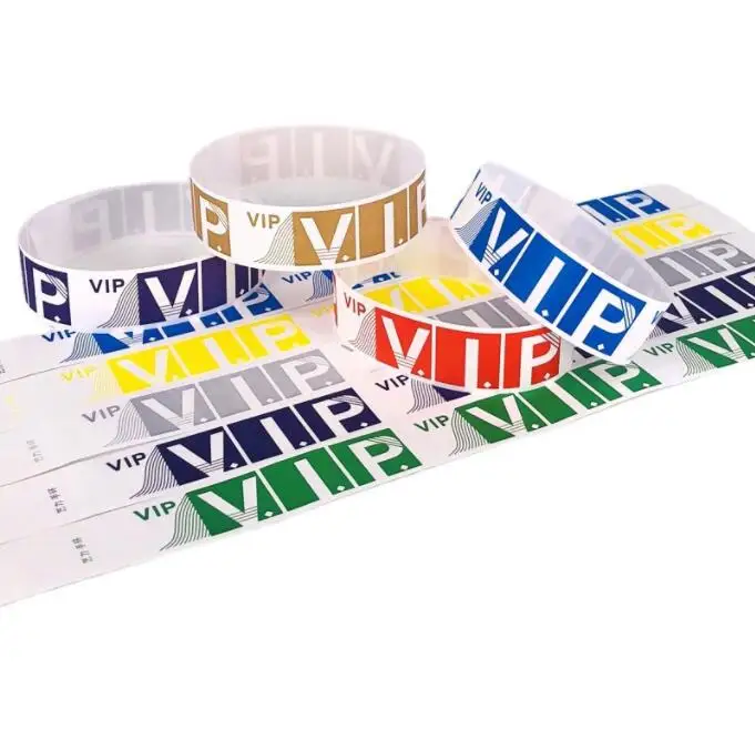 Customized One Time Use Disposable Bracelet Wrist Band Waterproof Plastic Tyvek Paper Wristband