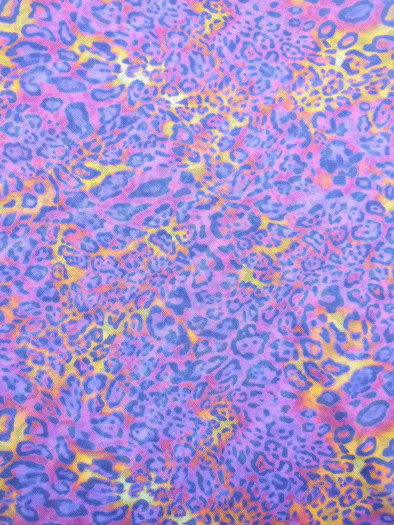 2023 Popular Digital Printing mesh knitted 4 ways stretch fabric nylon spandex leopard digital  printing stretchy mesh fabric