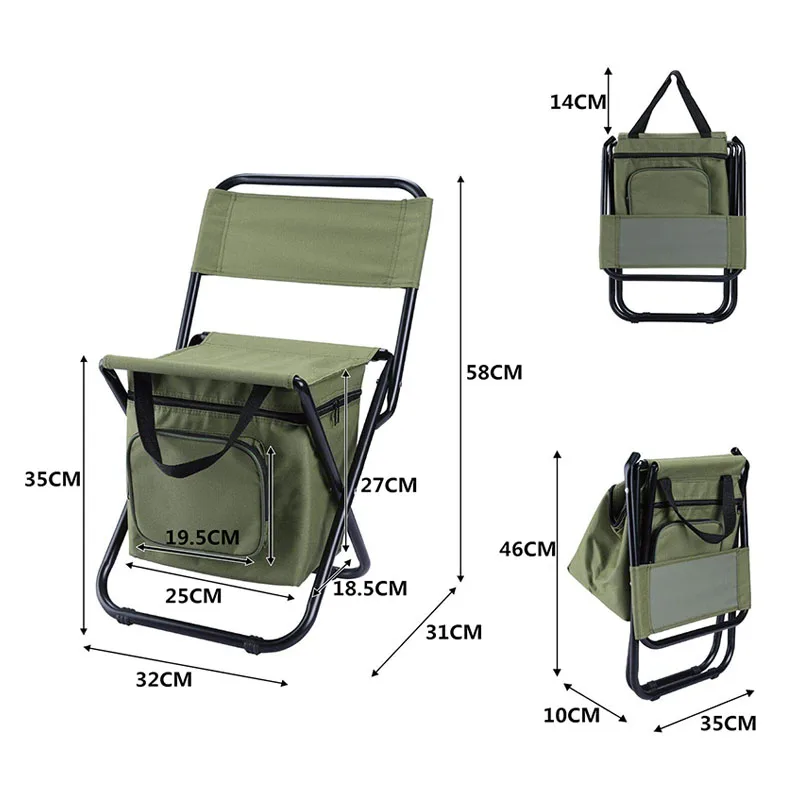 Cheap Foldable Beach And Garden Chair Portable Backpack Folding Camp Fishing Chair with Cooler Bag