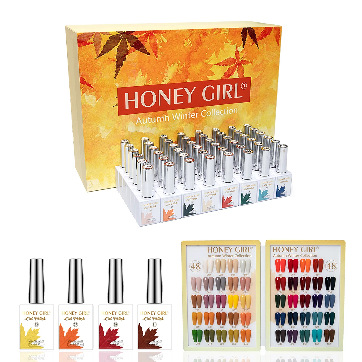 Newest Series Nail Gel Polish Gift Set Odorless 48 Bottles Autumn Winter High Pigment Semi Permanent Resin Nail Gel Varnish