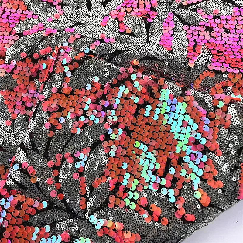 2022 new 2 colors sequins embroidery stage clothing 3mm+5mm High mesh ground tulle 130 cm width fabric