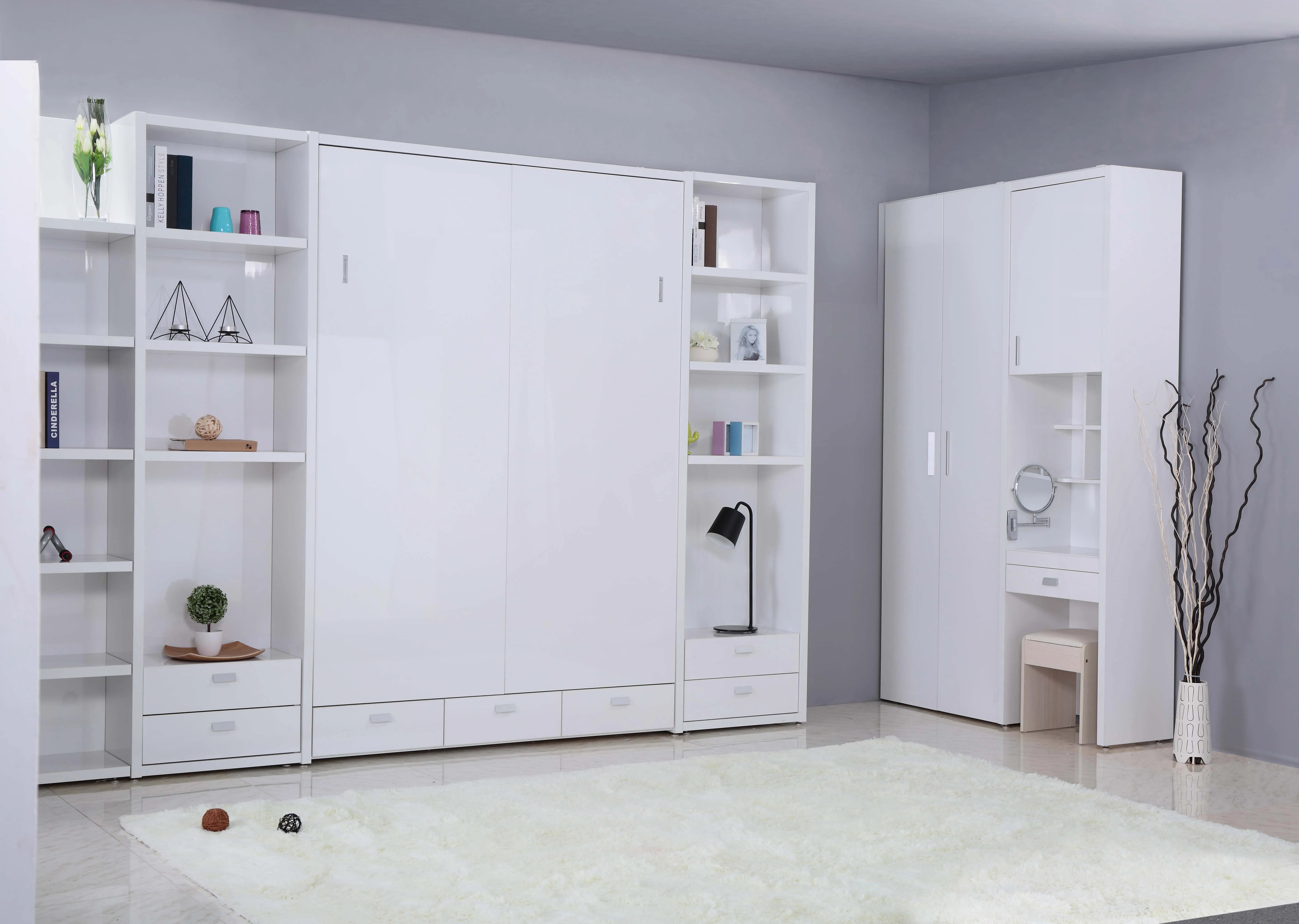 King Size Hot Sale Modern Metal Folding Wall Bed Mechanism With Automatic Leg For Home