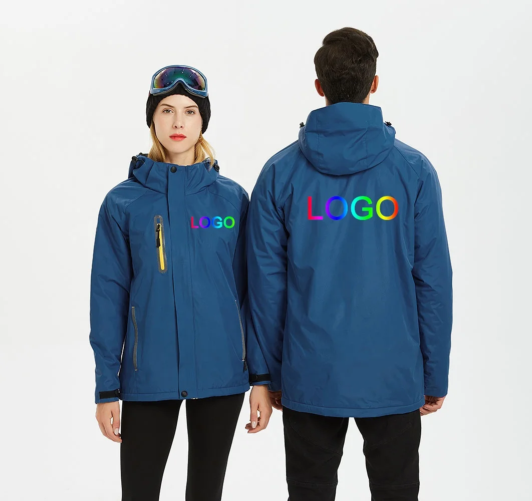 Factory wholesale Plus velvet thickening men jackets winter print your own logo Embroidered windproof waterproof