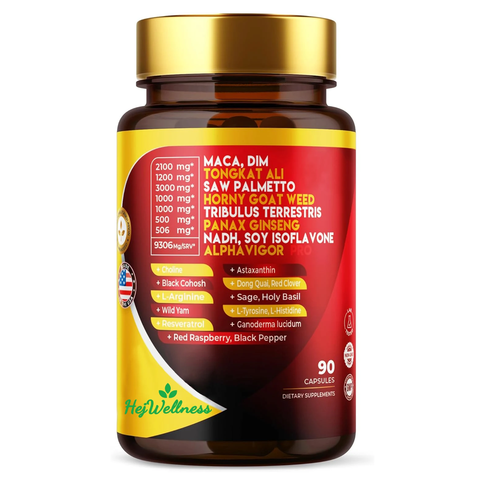 20 in 1 Maca Root 2100 mg Tribulus Terrestris Epimedium Extract Saw Palmetto Longjack Panax Ginseng Soy Isoflavone Black Cohosh