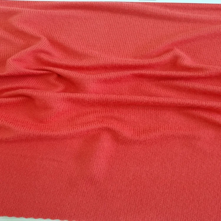 Hot sale excellent soft hand felling polyester/spandex knitt red hacci brush fabric for sweaters