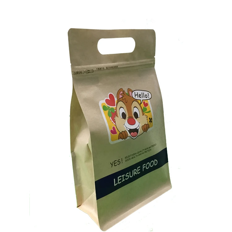 Custom Printed Food Packaging stand up flat bottom zip lock bag food pouches