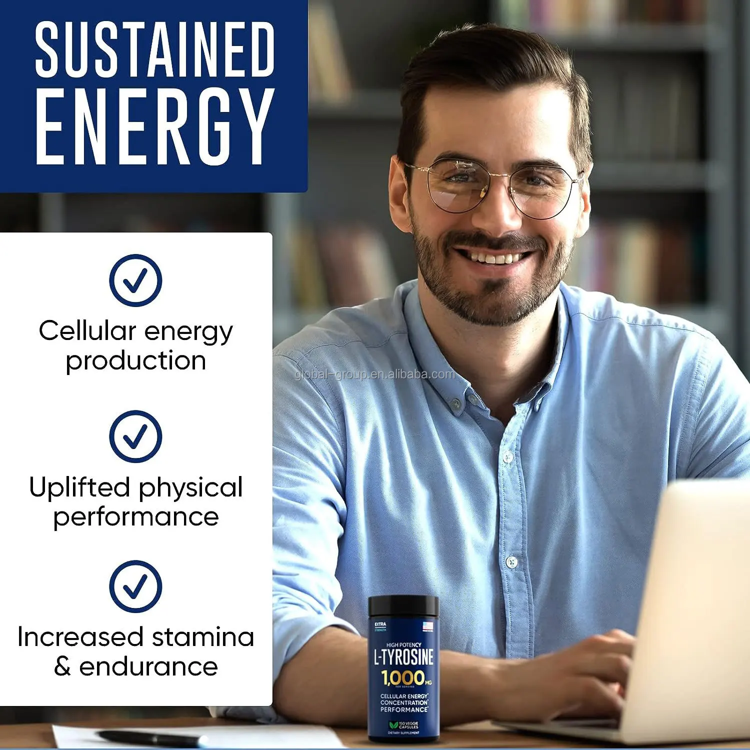 OEM Customization 1000mg 150 Capsules L-tyrosine powder l-tyrosine gummies l-tyrosine capsules