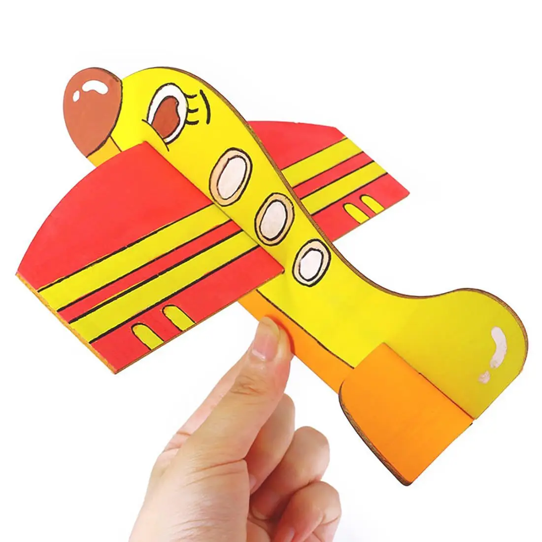 Creative wooden aircraft diy graffiti 3D assembled aircraft kindergarten puzzle diy white embryo aircraft wood chips