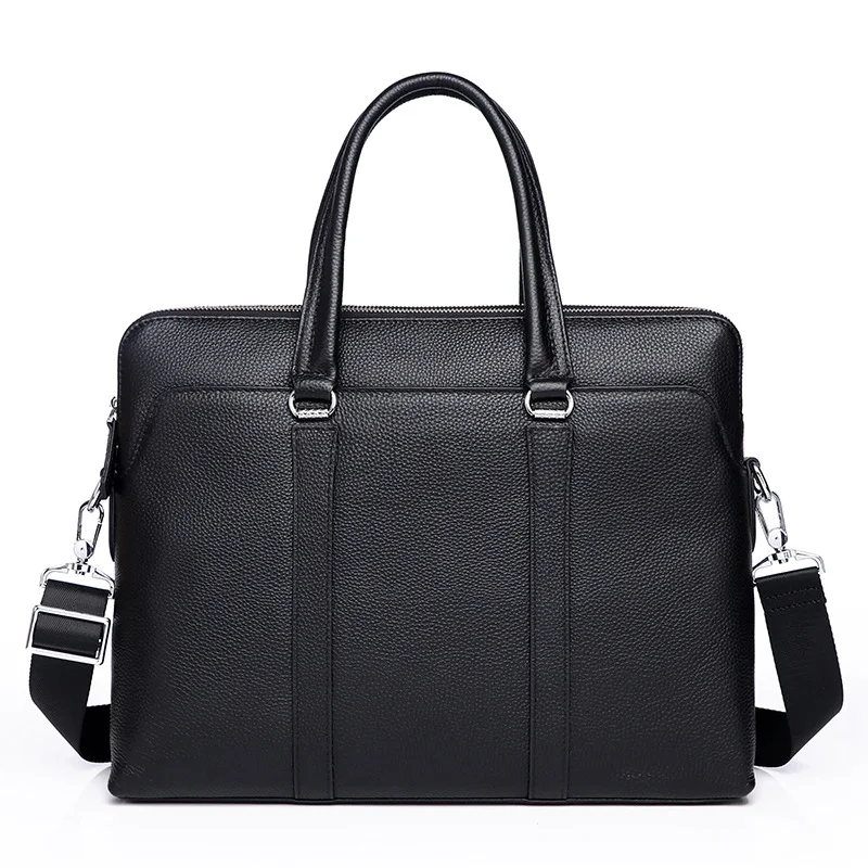 OEM Customized full grain cow leather in stock Mens Laptop Business Leather Big Capacity Messenger Briefcase Bags