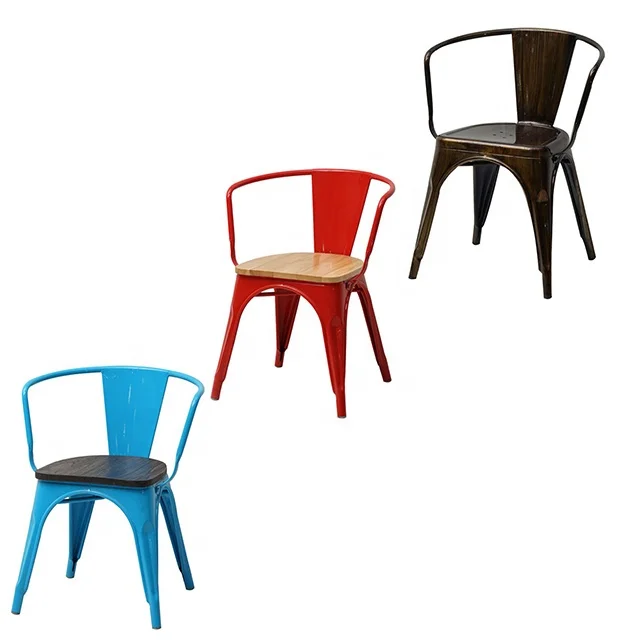 Dining Furniture Living Room Seating Metal Dining Chair Industrial Style Armchair Outdoor Heavy Duty Iron Metal Chair For Dining