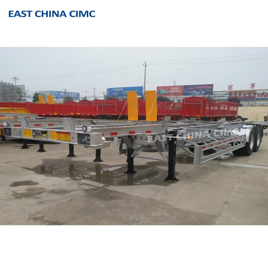 Best Price CIMC 3 Axles 40ft Skeleton Container Chassis Truck Trailer With Twist Locks
