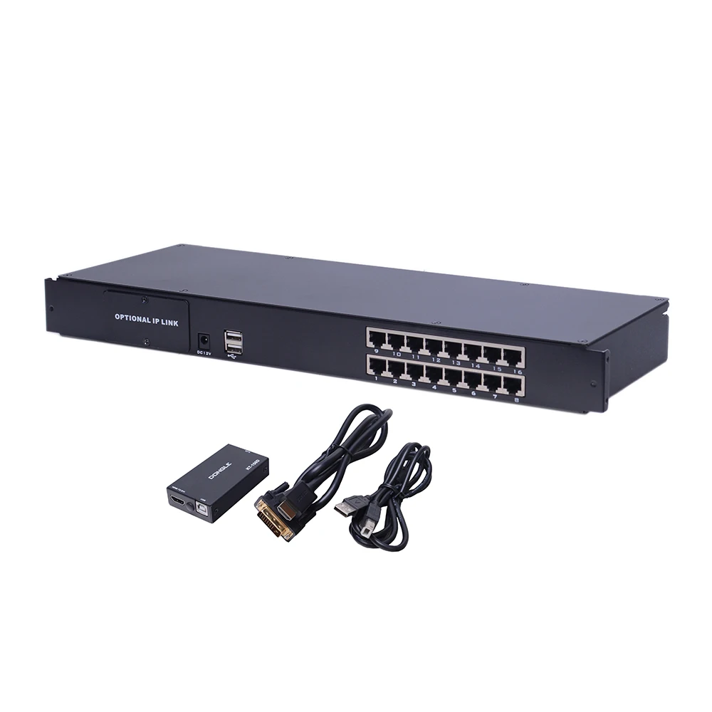 
High Efficiency Dual Rail 19 Inch Monitor 16 Port LCD CAT5 KVM Switch 