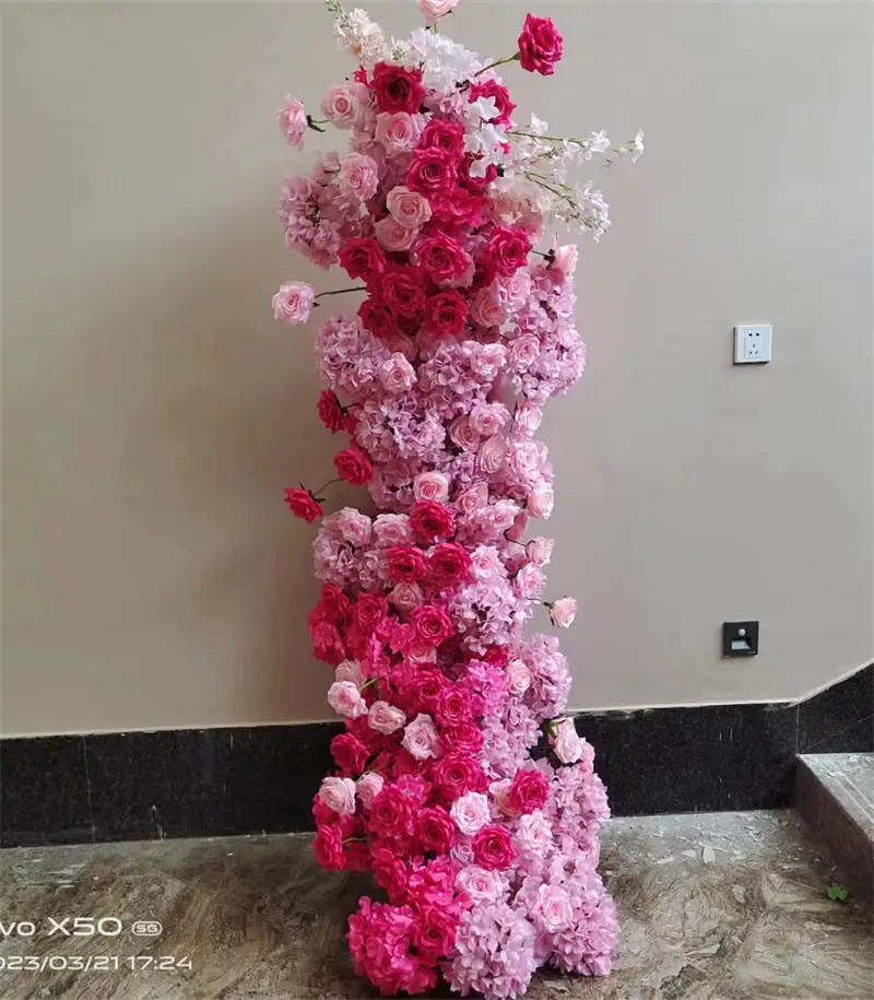 QSLH-SY0258 Customized White Arch Flowers For Wedding Hotel Decoration Gate Flowers, wedding entrance flower row set decoration