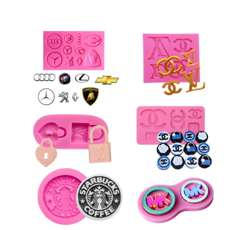 Creative Handmade DIY Fashion Famous Brand Pattern Fondant Silicone Mold Brand LOGO Bag Car Logo Fondant Cake Decoration