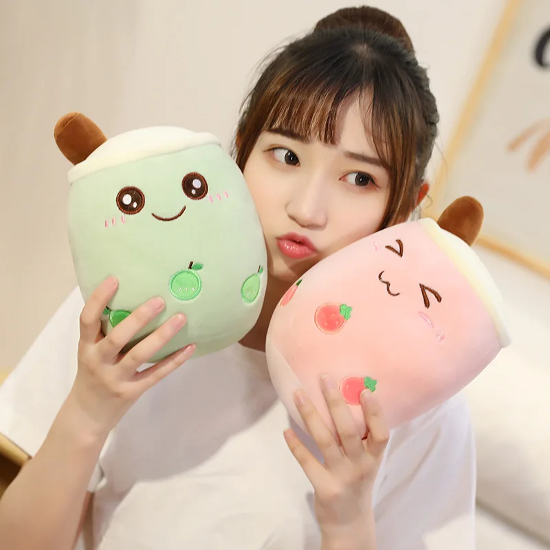 TY2409 24-70cm Strawberry version Cute Boba tea Cuddly Pearl Milk Cushion plush toy