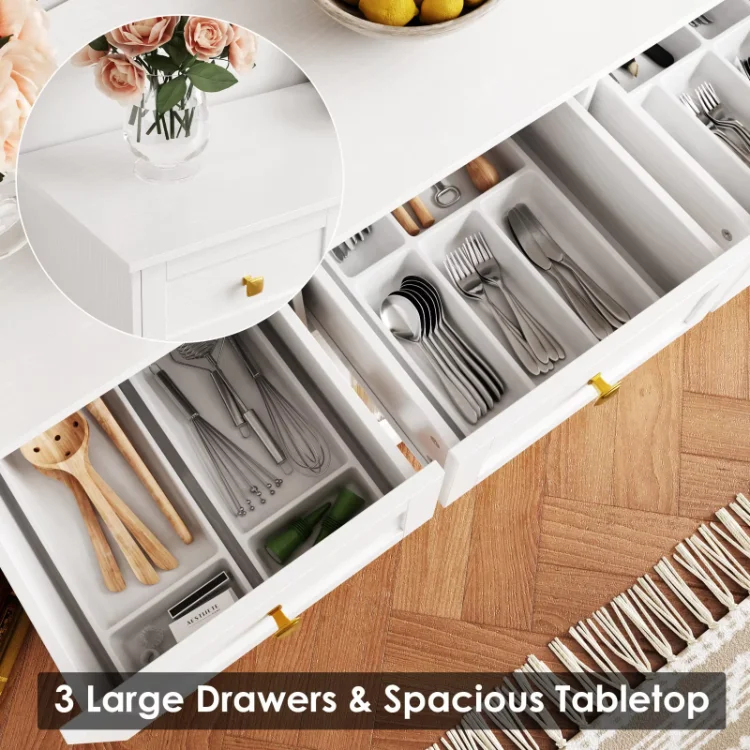 Custom Furniture Simple Design Dining Furniture White Storage Buffet Cabinet Home Wooden Living Room Modern Sideboard Cabinet