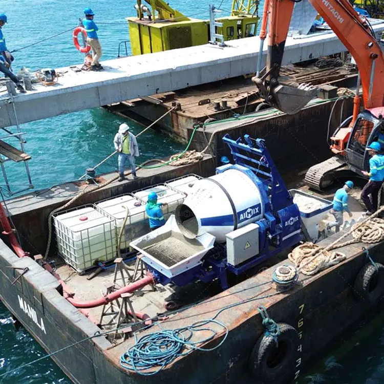 Trailer Small Concrete Mixer And Concrete Pump Together