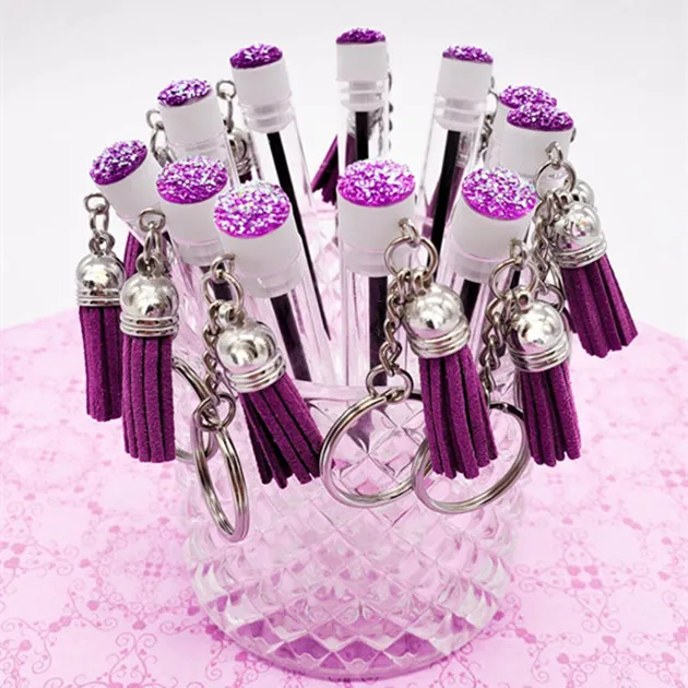 Hot sale pink white black lash brush tube jem spoolie in tube eyelash brush keychain