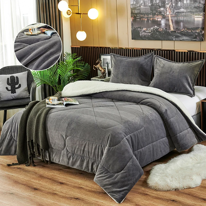 Super Soft And Warm Portable Travel Knitted Sherpa Flannel Fleece Blanket Set For Bed blanket king size bed