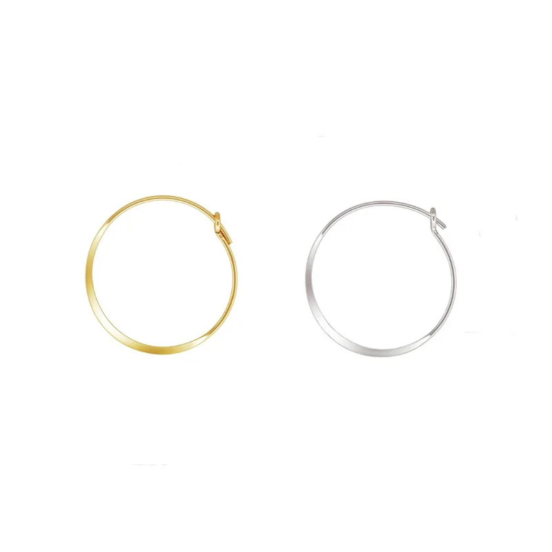 New Style 0.7mm Thick Flattened Wire Boho Hoop Earrings Genuine Gold Filled for Women Jewelry