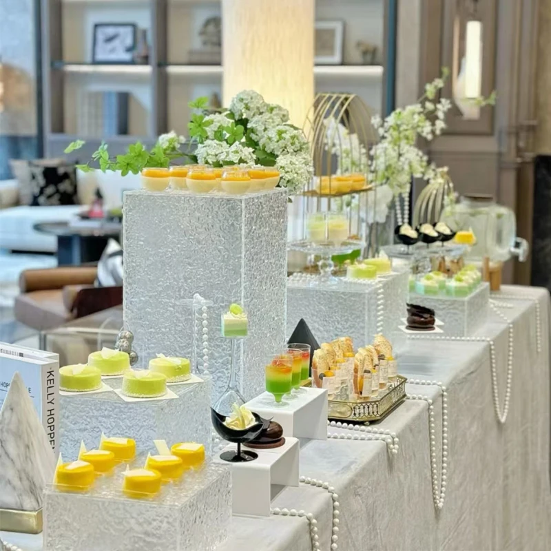 High-End Acrylic Square Cake Stand Nautical Style Fruit Holder for Cake and Dessert Buffet for Party Decorations
