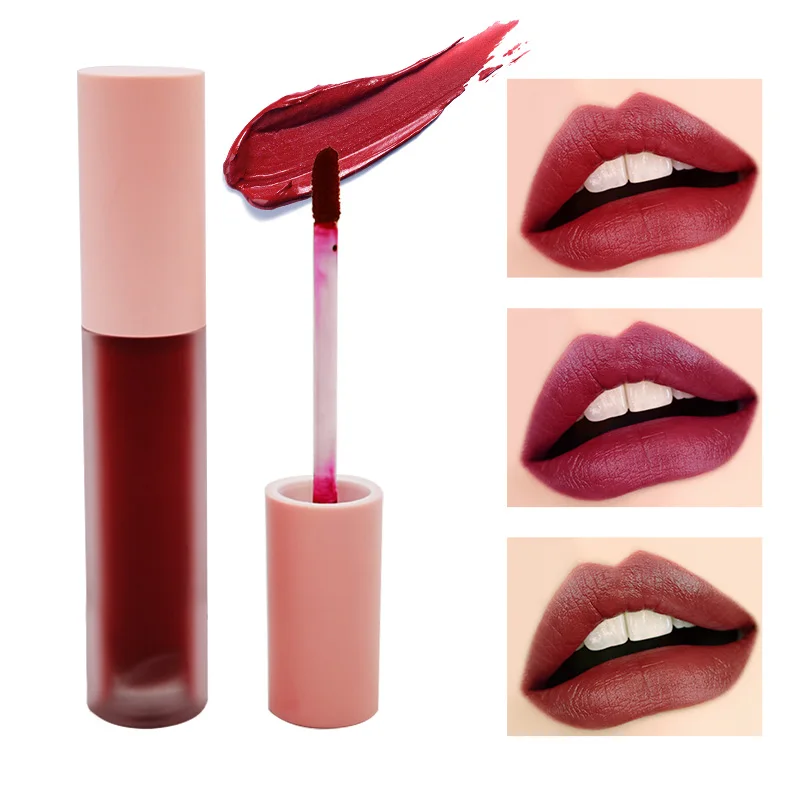 OEM Private Label Matte Waterproof  Nude Lipstick Customized  Non-Stick Non-Fading Velvet Lip Gloss Moisturizing Lip Glaze