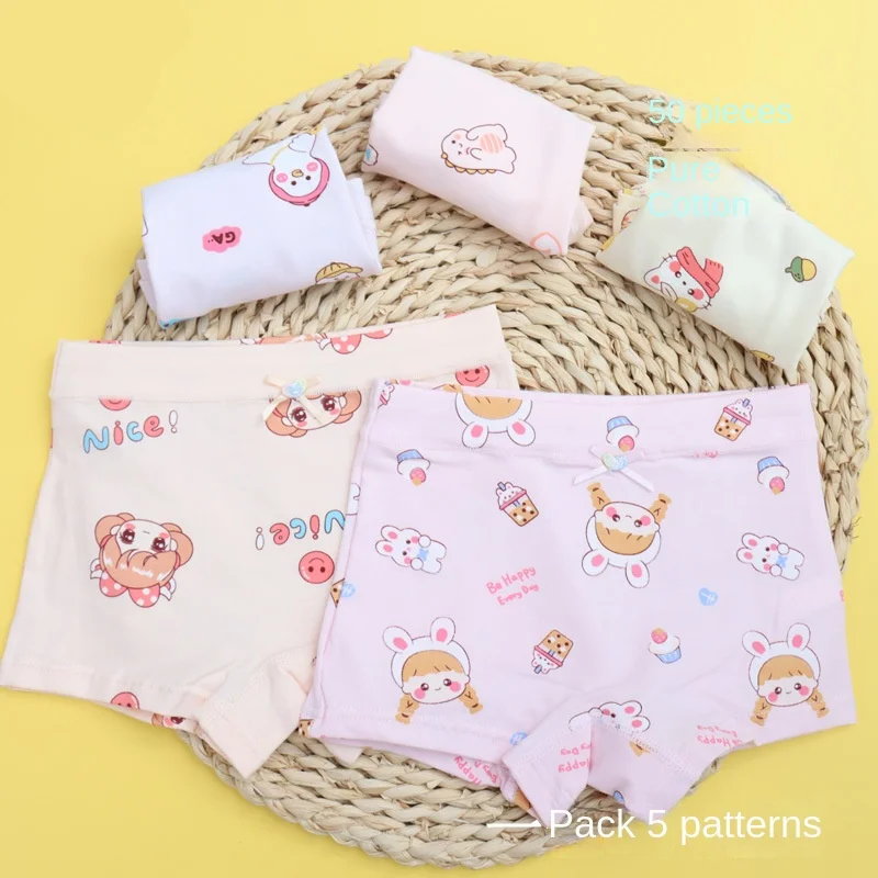 Wholesale Cotton Girl Boxer Medium Children Female Baby Women Solid Print Organic Kid Small Cotton  Child Underwear