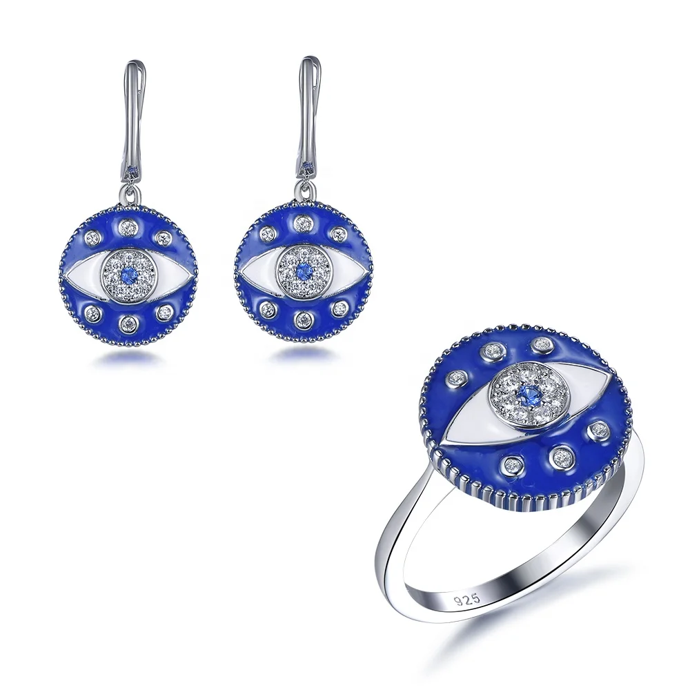 fashion jewelry dubai jewelleries set blue evil eye jewelry earrings ring jewellery gift sets sterling silver 925 jewellery