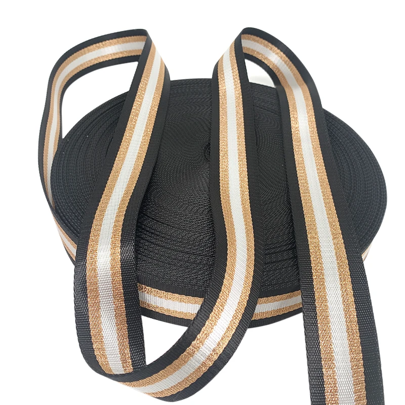 Custom Striped Pattern Jacquard Webbing 38mm PP Webbing Strap Polyester Webbing for Bag