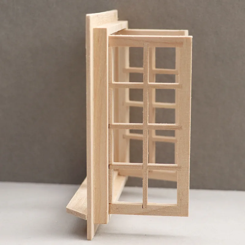 Mini Furniture Doll House Window Frame Model Decoration Miniature Window Frame Wooden Window for Dollhouse