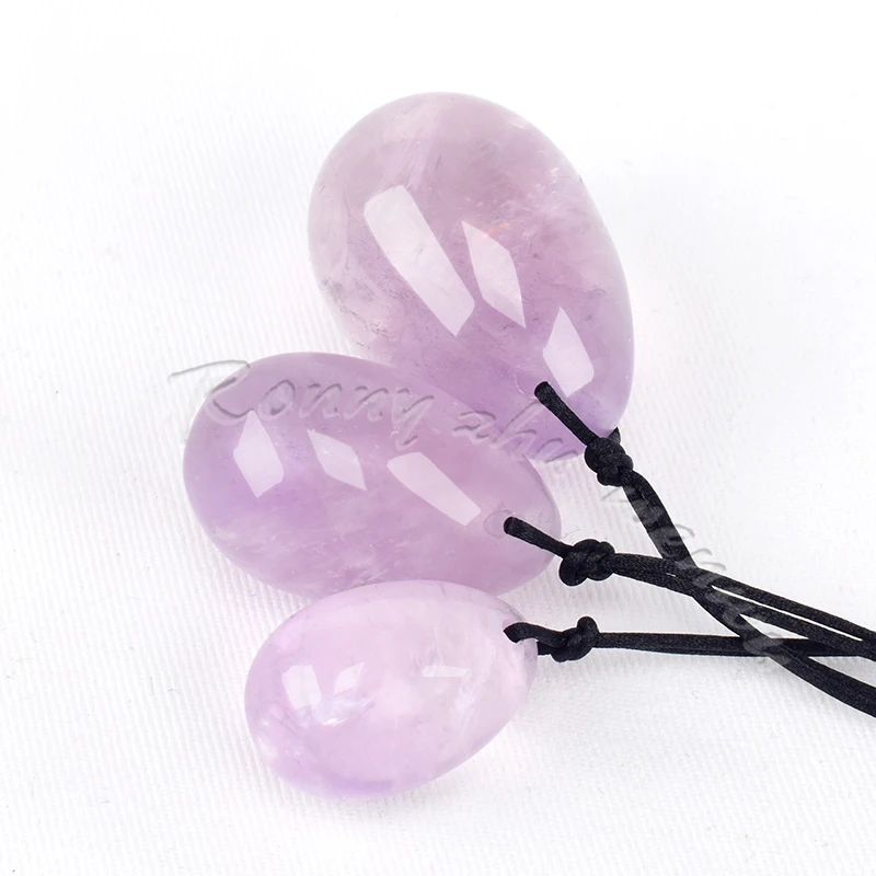 Gemstone Crystal Healing Stone Set Drilled light amethyst yoni egg For massage