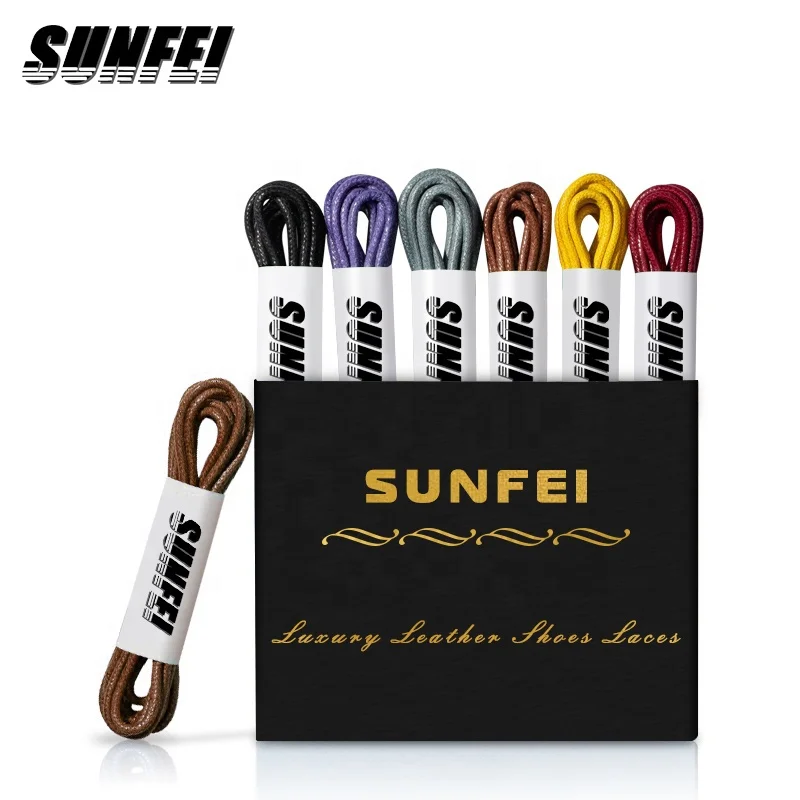 SunFei высококачественные круглые шнурки из 100% хлопка с воском кожаные для обуви платьев пользовательским логотипом упаковка в подарочную