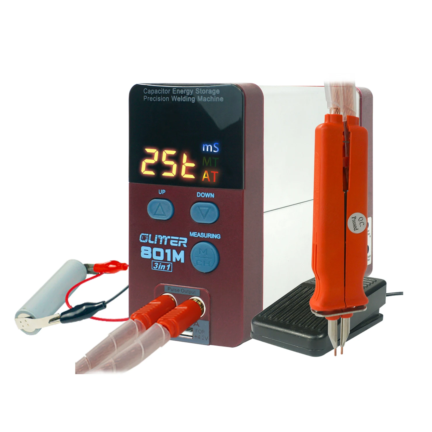 GLITTER 801M All-in-One Charging and Capacity Measuring Spot Welder Handheld Compact 18650 Li-ion Battery