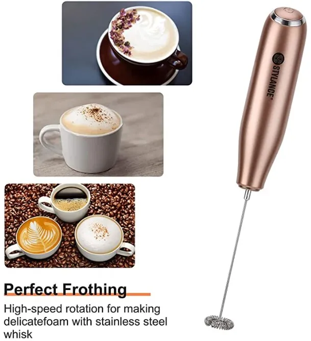 Handheld Foam Maker for Lattes - Battery Operated One - Button Whisk Drink Mixer for Coffee, Mini Foamer for Cappuccino, Matcha