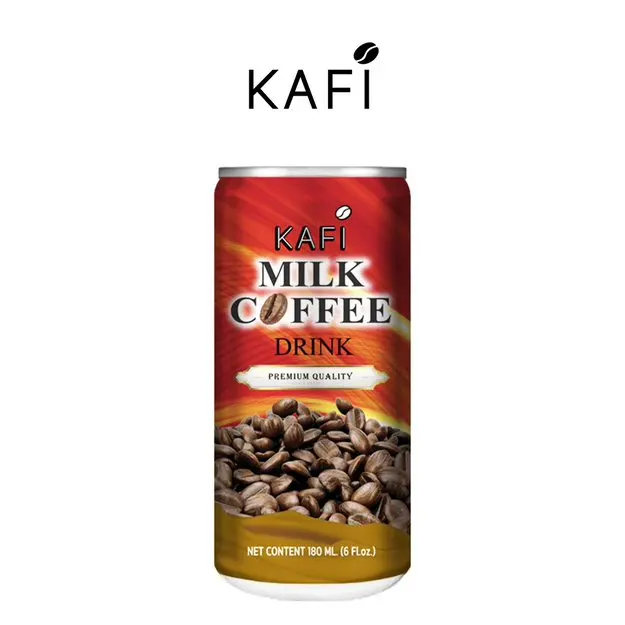 Instant Beverage Kafi Milk Coffee Ready to Drink Canned Espresso Flavors 180ml. Cold Brew Coffee Concentrate Drink from Thailand