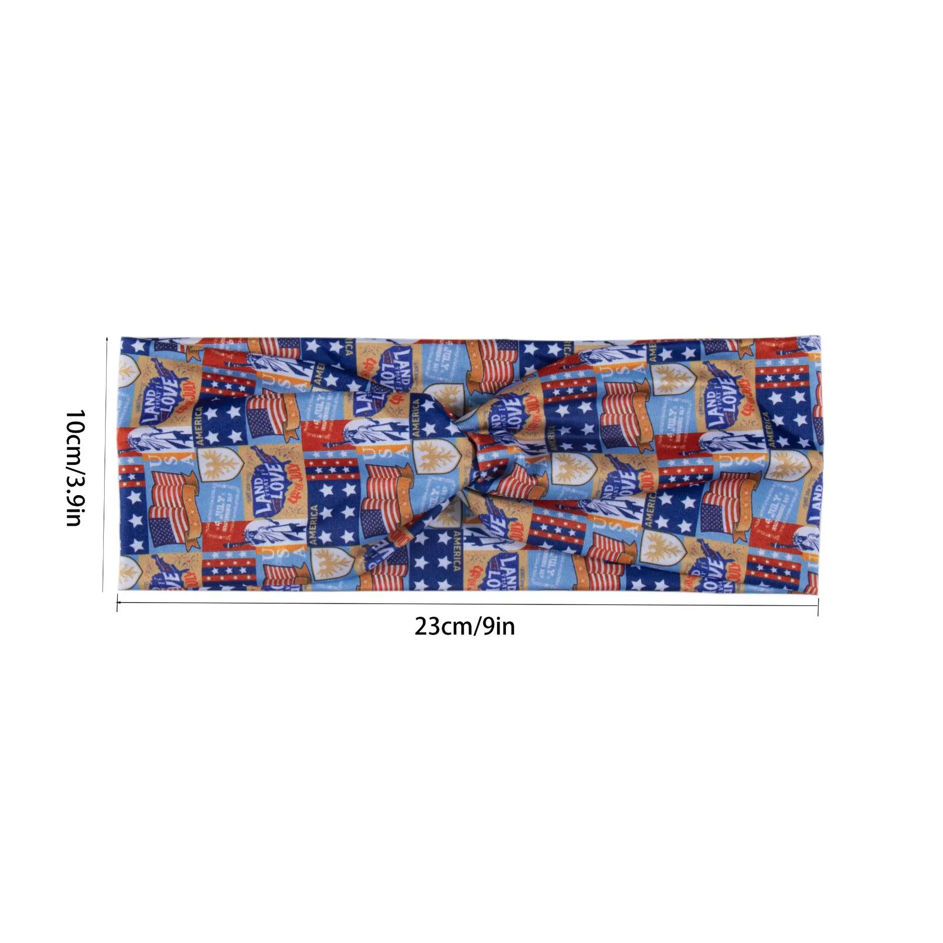 American Flag Independence Day Stretch Headband Vintage Star Party Decoration Sport Sweat Wicked Cross Knot Wide Headband