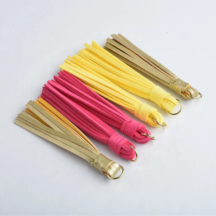 Customized Colourful Microfiber Leather Tassel Fringe For Clothing Accessories Keychain Handbag