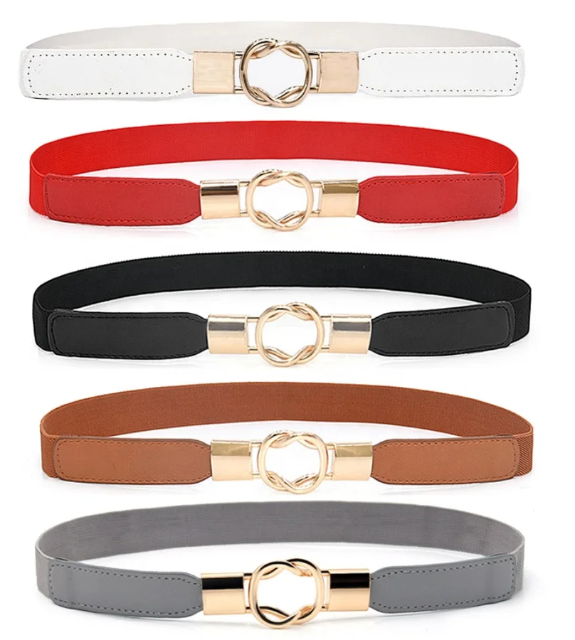 1 Inch Elastic Ladies Thin Waist Belt Retro Women Skinny Stretch Belt for Dress Plus Size