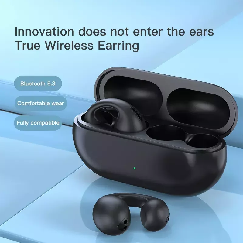 Air Conduction Headphone Open Ear Headset Clip-on Bone Conduction Wireless Earphone Sports Earbuds