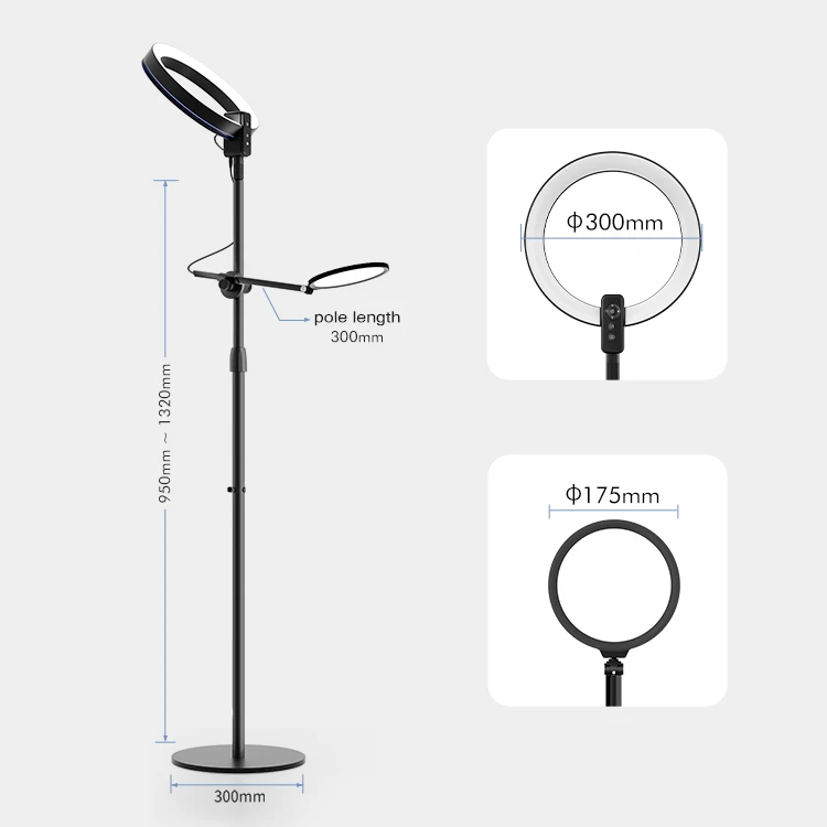 UPERGO Multi-function Lamp and Ring Light Freely Assembleable Double Light Head Nordic Lamp LED Floor Reading or Task Light