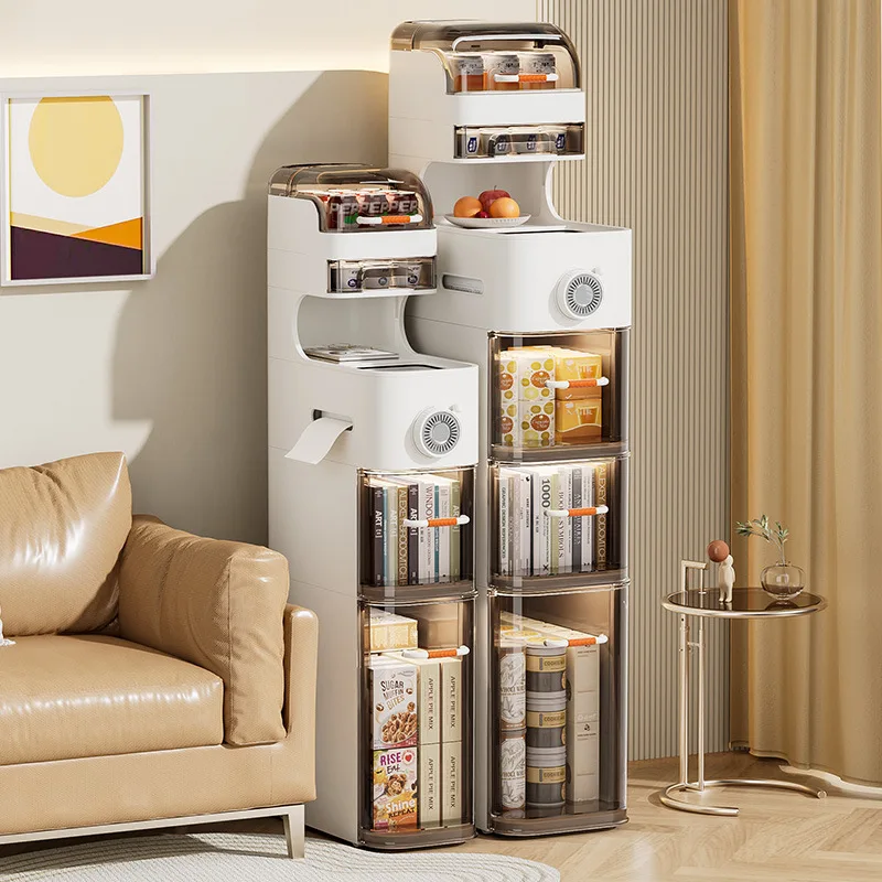 XJH Small Living Room Sundries Shoe Storage Modern Single-Tier Plastic Movable Slim Bathroom Storage Cabinet