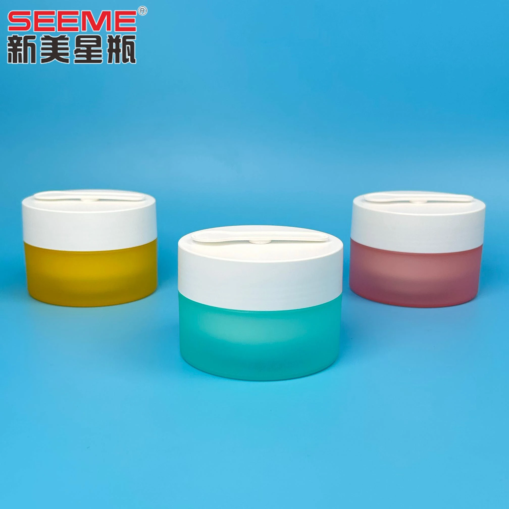 100ml plastic  PP double wall  cleansing cream jar with spoon