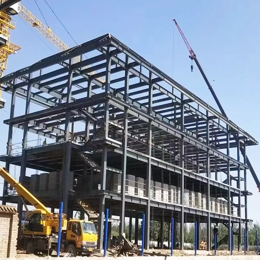 Pre-engineered Light Framework Steel Structure Flat Roof Multi Storey Design Office Apartment Buildings