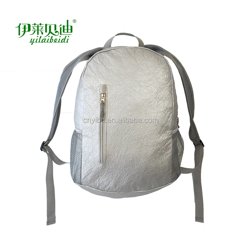 Silver Black Eco-friendly Waterproof Tyvek Foldable Backpack Lightweight Reusable Tyvek Folding Backpack Anti-tear Anti-wrinkl