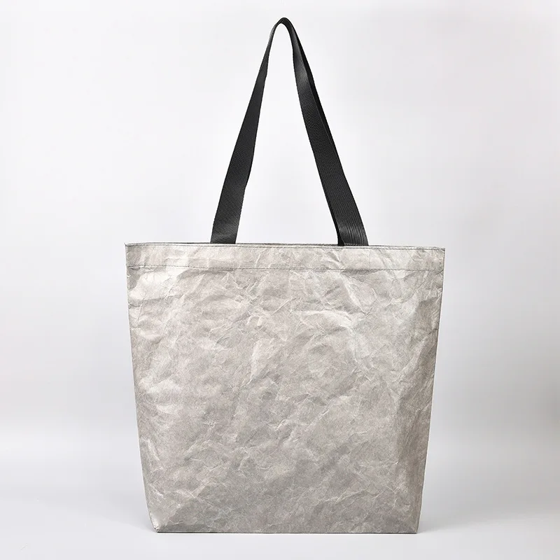 Custom Logo Eco Friendly Dupont Brown Paper Tote Durable Waterproof Reusable Washable Tyvek Kraft Paper Shopping Tote Bags