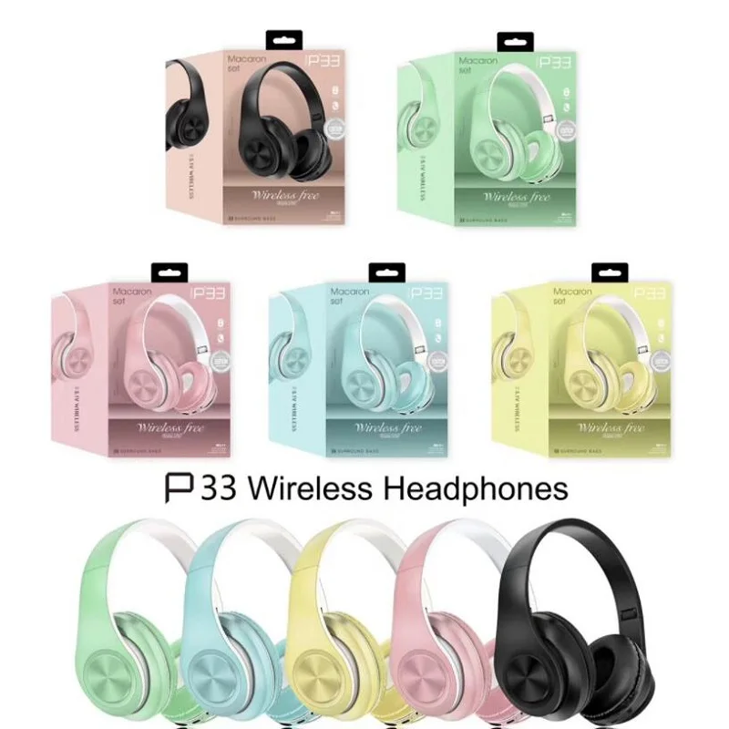 P33 Macarons color Mobile Phone Custom Handfree Headset BT Earbuds Waterproof Wireless Headphones