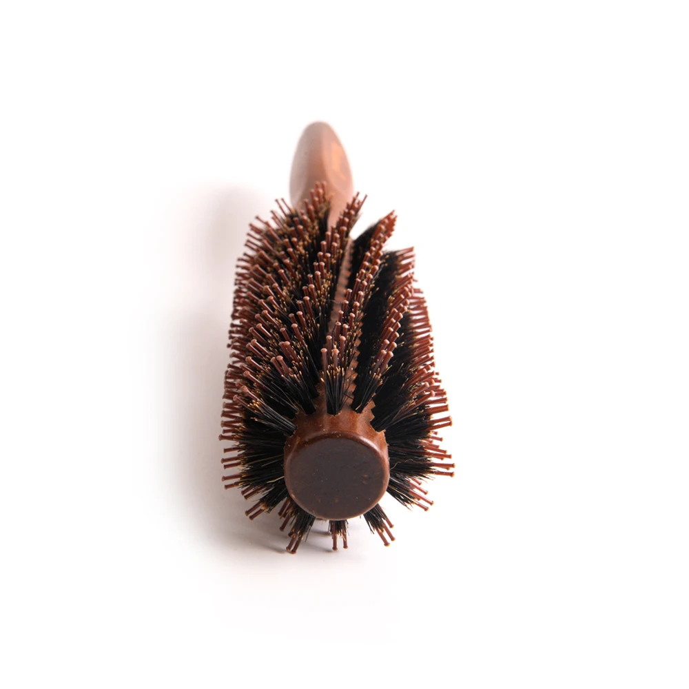 Factory Direct Sale Wooden Boar Bristle Round Hair Brush Rotating Hair Brush Detangling Hair Brush