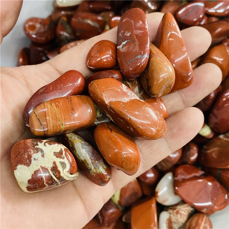 New arrivals feng shui crystal stone natural red jasper tumbled stone for deco