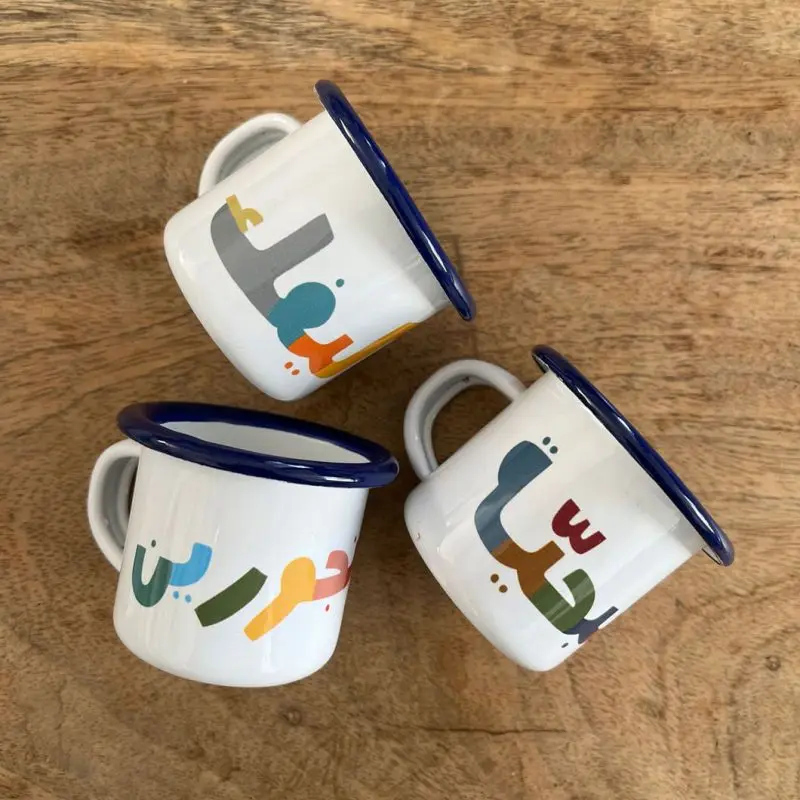 6cm 7cm cheap price solid mini small size child safe oem enamel metal steel coffee milk tin mugs cups for kids