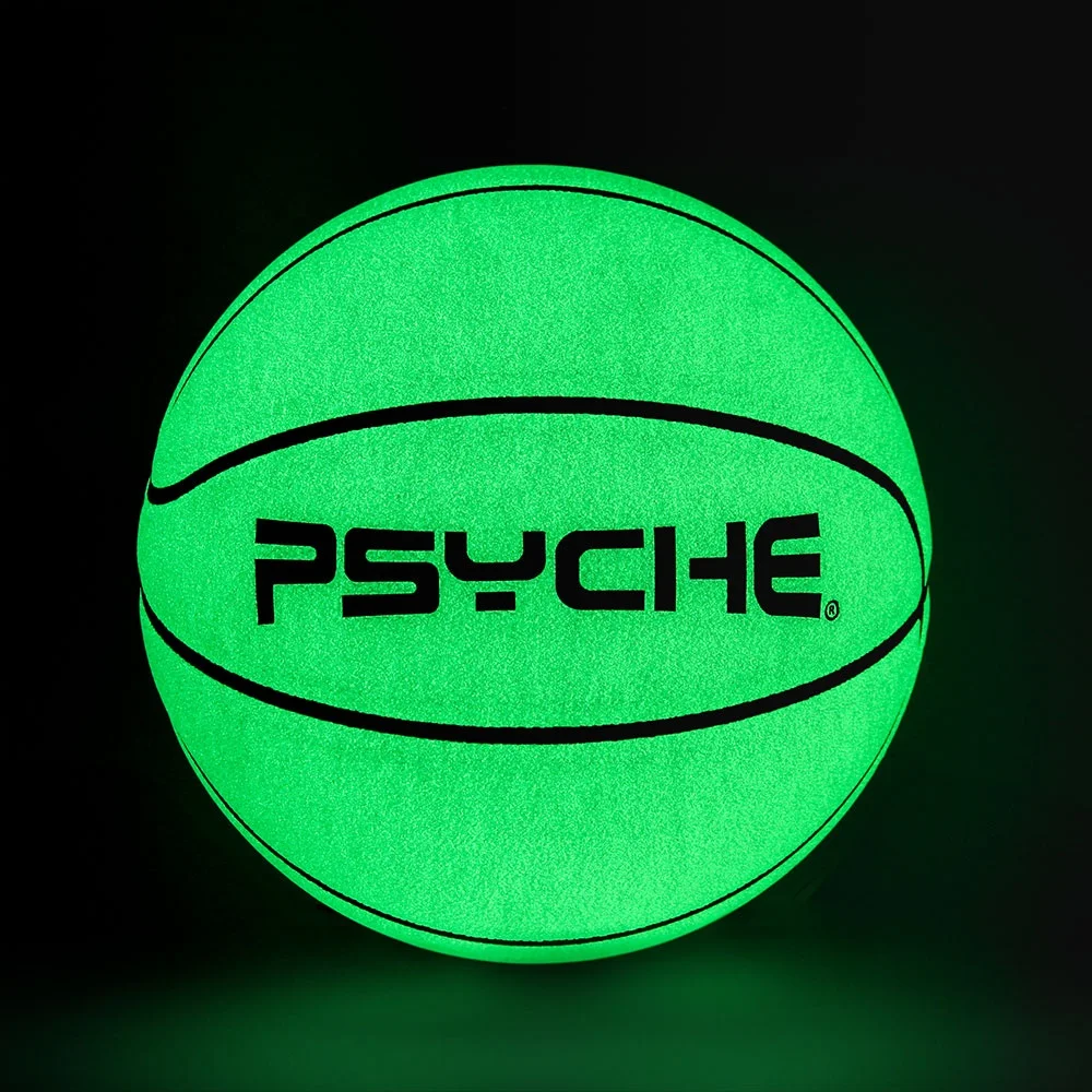 PSYCHE green light absorbing fluorescent basketball Luminous basketballs Glow In The Dark custom basketball balls size 7
